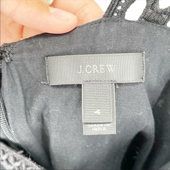J Crew Women's Sleeveless Tiered Eyelet Square Neck Cotton Midi Dress Black 4 - Picture 6 of 8